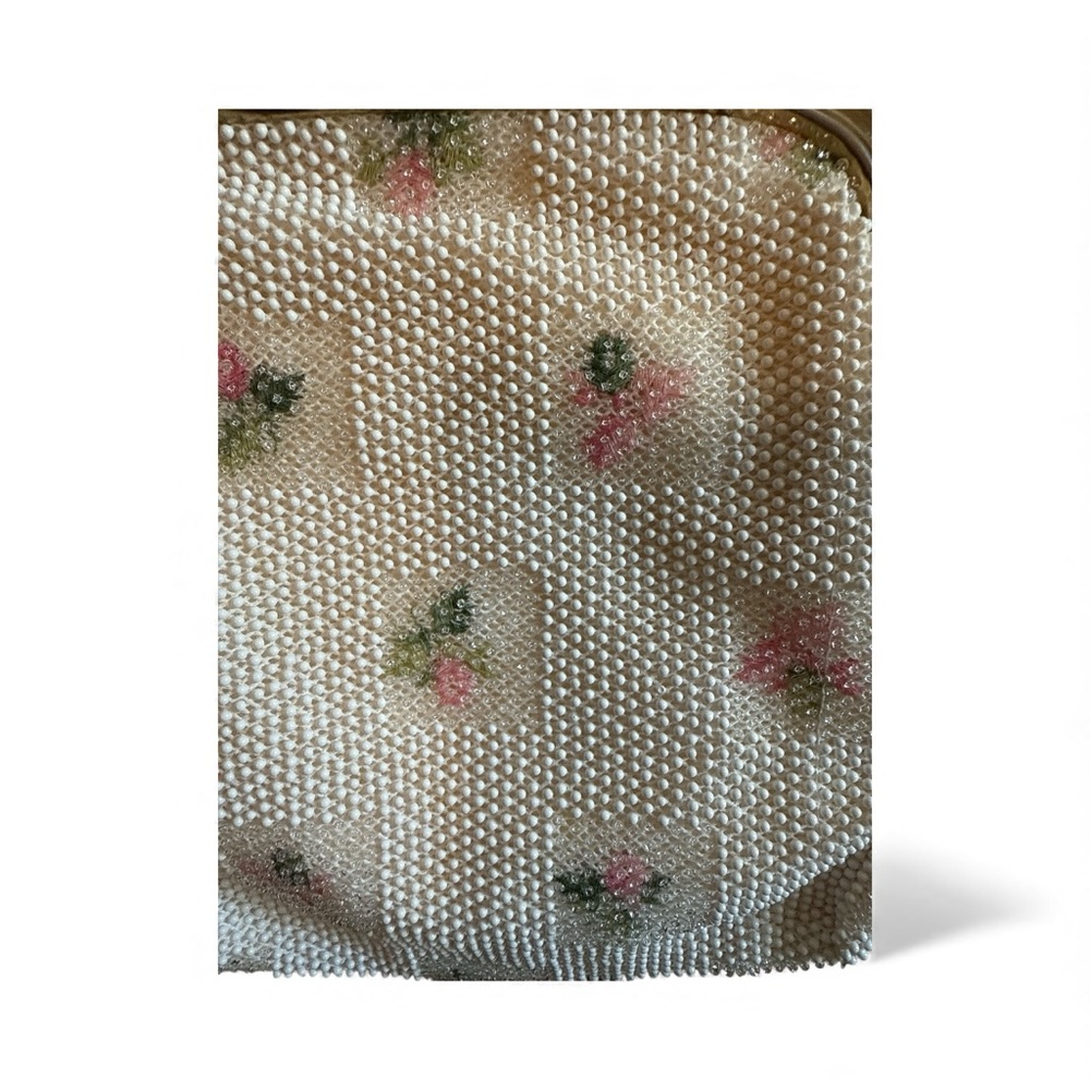 1950’s Lumured Floral Beaded Handbag - Picture 3 of 7